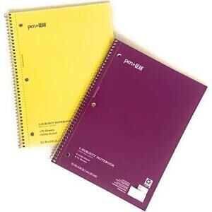 Pen + Gear Wide Ruled Lot‎ of 6 - 3 Yellow and 3 Purple 70 Sheets Each Notebook